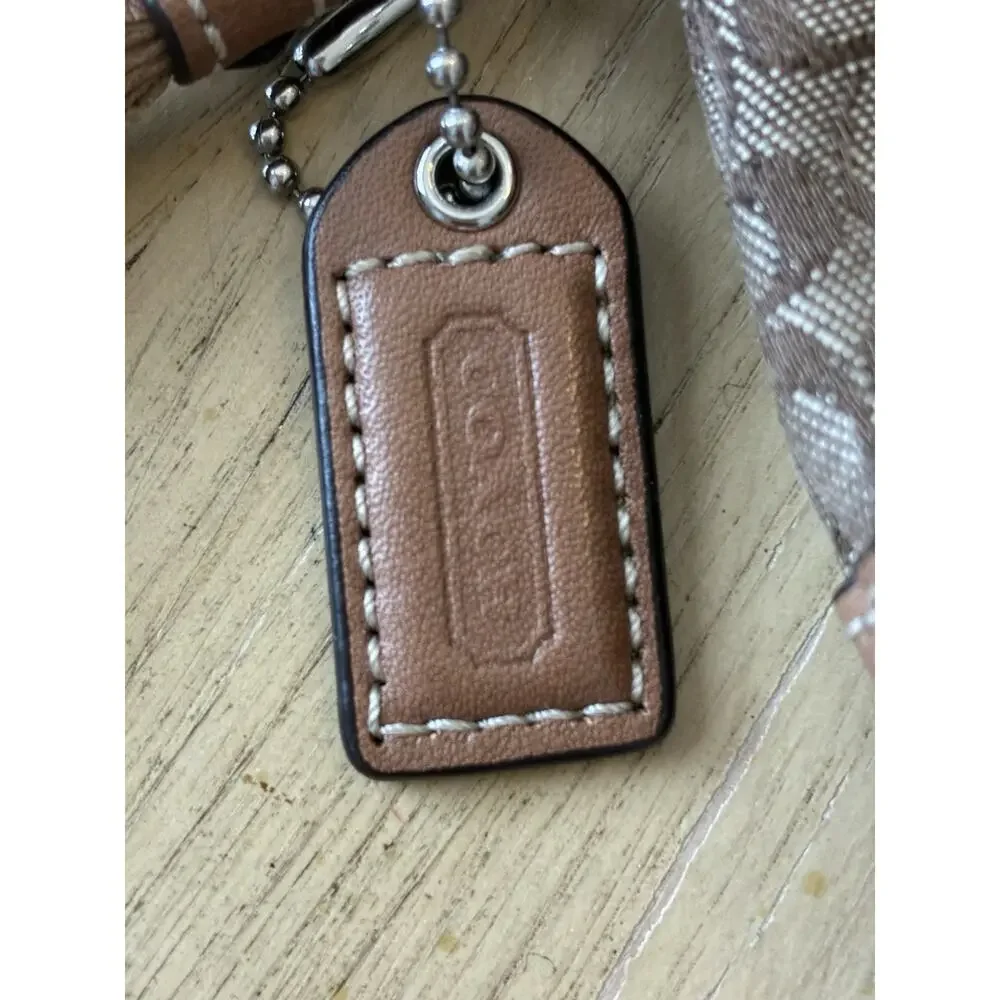 VTG Coach Signature C Mini Wristlet Clutch Pouch Brown Canvas Tan Leather Y2K